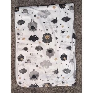 Parents Choice Gray White Sheep Lambs Lovey Stars Baby Soft Plush Blanket 30x40"